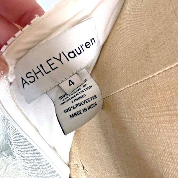 Ashley Lauren White Beaded Cutout Gown Size 4 Plunge Halter Slit Prom Pa - Picture 10 of 10